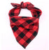Red plaid cotton dog bandana with bow tie, washable triangular scarf for dogs, cats, and puppies