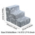 dog safety ramp for medium dogs featuring a plush, bone-patterned design with three sturdy steps and dimensions 37x54x39cm.