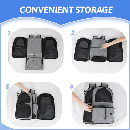 Dog Carrier Bag Pet Double Shoulder Backpack Sturdy Frame Breathable Foldable Dog Double Doors Bag Fits 20 lbs Pets Travel Set storage showcase