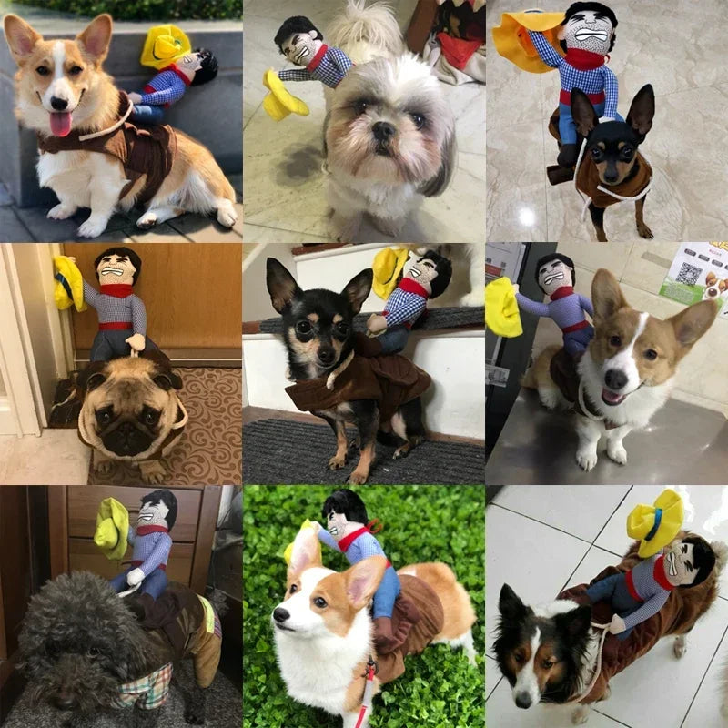 Dogs in Dog Clothes Funny Cosplay Halloween Costume Puppy Kitty Cowboy Clothing Creative Pet Novelty Party Outfits Bulldog Pug Chihuahua.