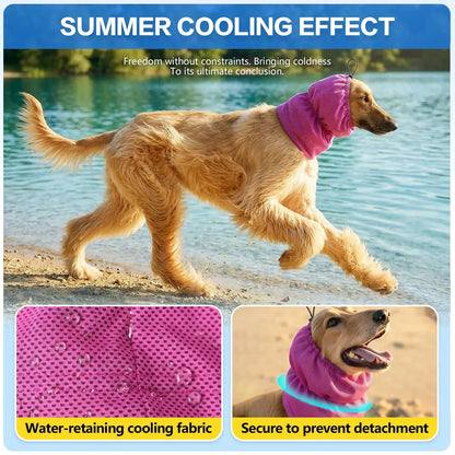 dog cooling bandana for summer cooling effect, secure fit, water-retaining fabric, ideal for hiking, training, and outdoor use