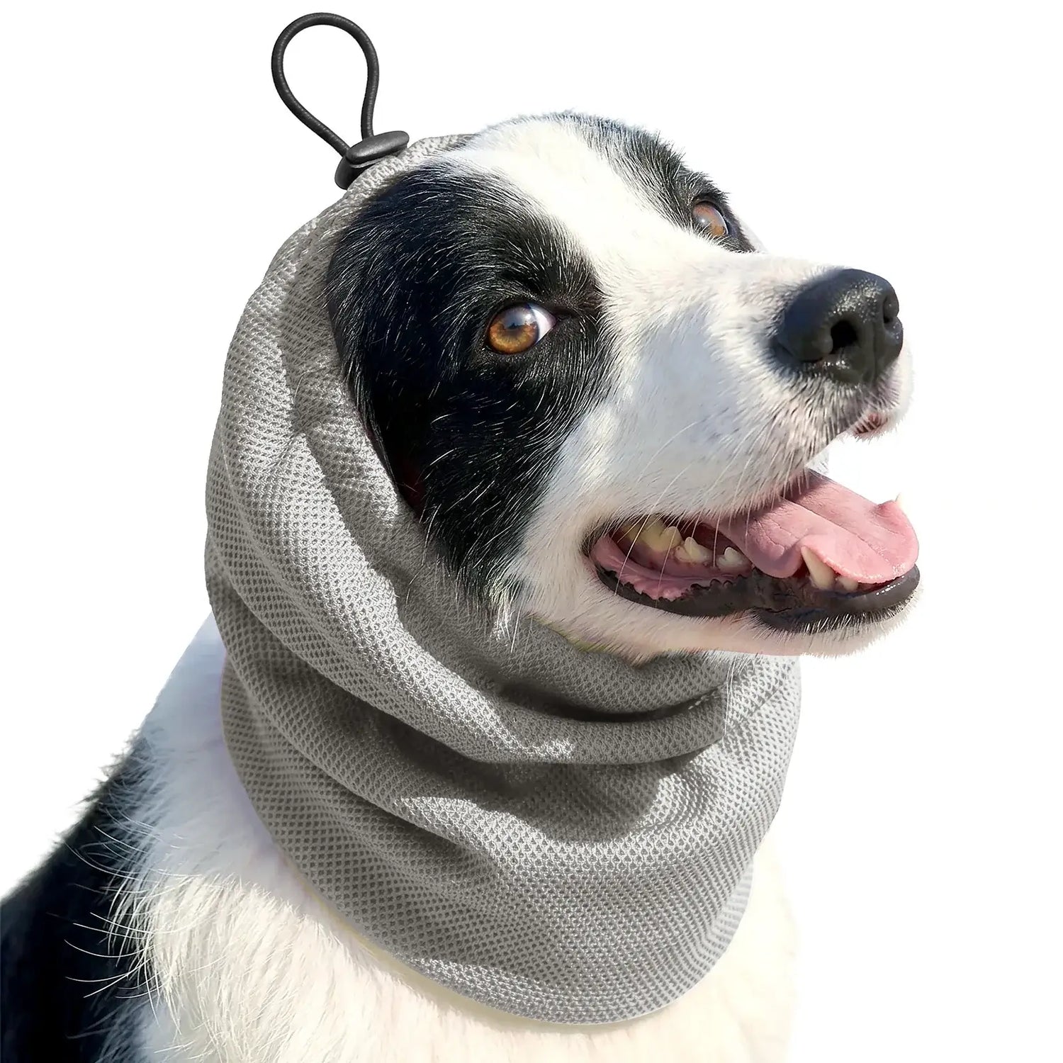 Gray dog cooling bandana neck wrap for dogs, breathable ice scarf for summer hiking, camping, hunting and training