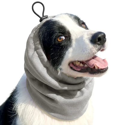 Gray dog cooling bandana neck wrap for dogs, breathable ice scarf for summer hiking, camping, hunting and training