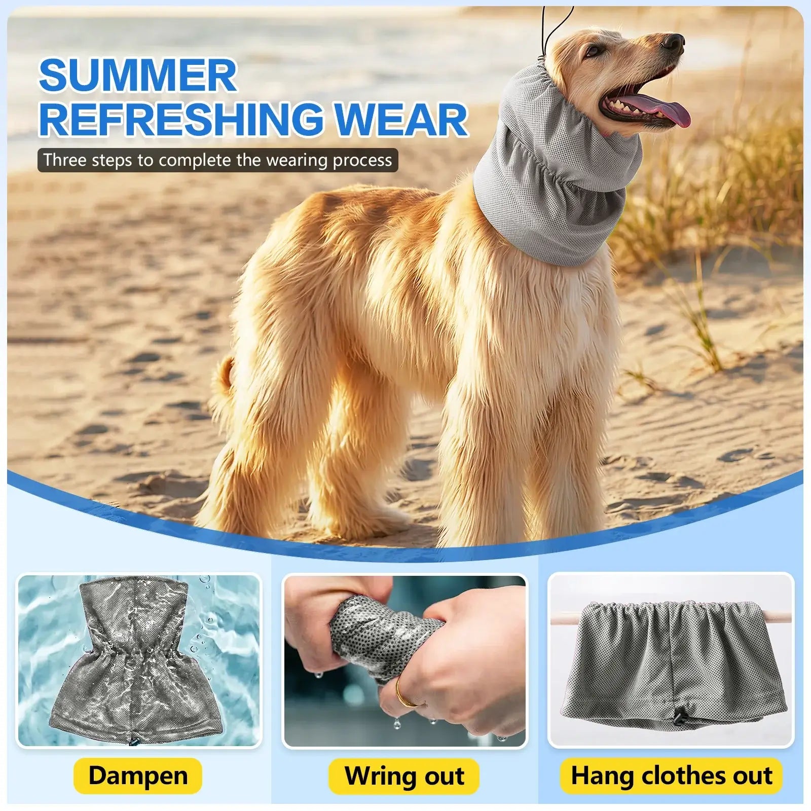 dog cooling bandana summer refreshing wear for dogs, neck wrap ice scarf for hiking, camping, and training