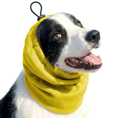 Yellow dog cooling bandana neck wrap for dogs, breathable ice scarf for summer hiking, camping, hunting training