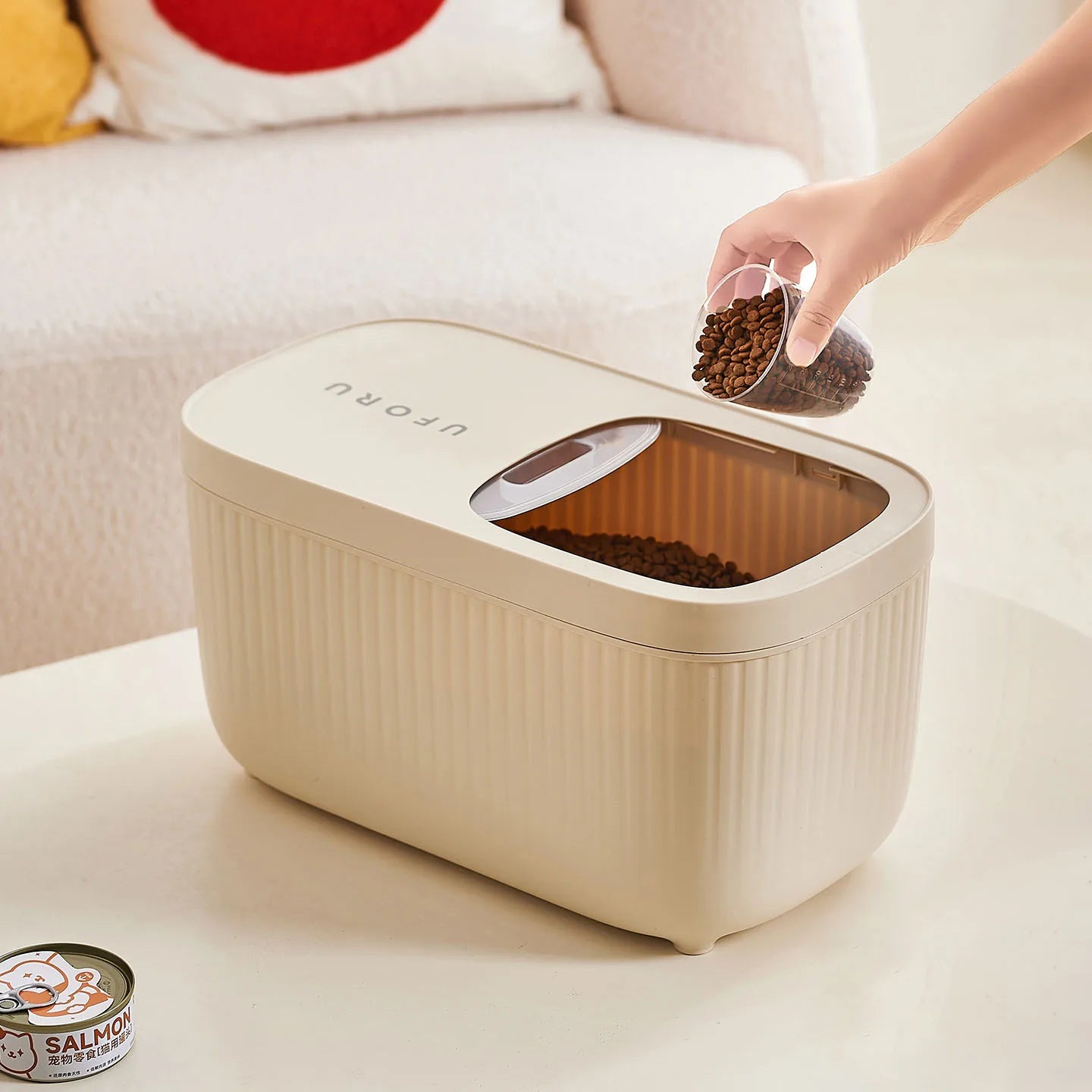 Dog Food Storage Container, Multi-purpose Organiser, Large-capacity Dog Treat Organiser, Convenient Push-Pull Design.