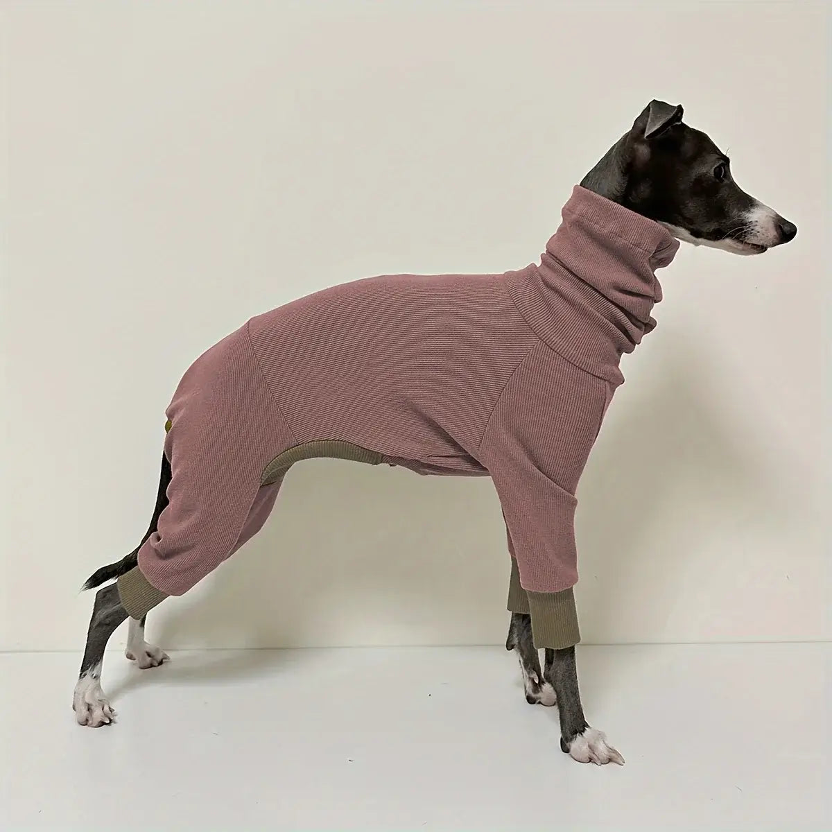 dog fleece jacket for greyhounds, warm four-legged pink dog sweater with high neck and snug fit