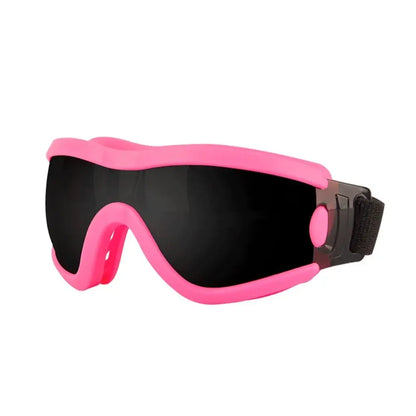 Pink style F dog sunglasses with adjustable strap, UV resistant, windproof, anti-fog, waterproof pet goggles for all seasons