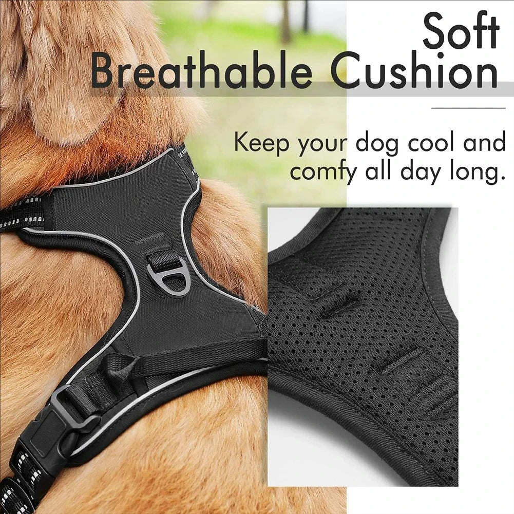 Dog Harness No-Pull Service Vest with Reflective Adjustable Soft Padded Comfortable for Outdoor Easy Walking No Choke for Pets.