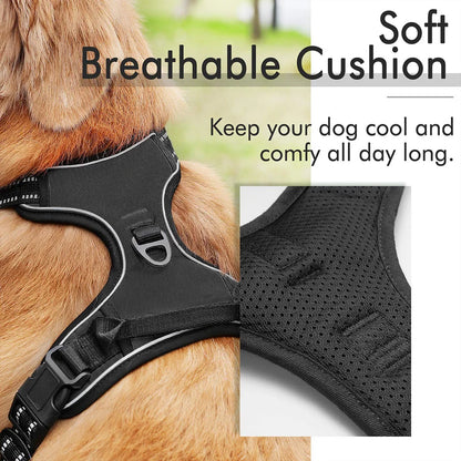 Dog Harness No-Pull Service Vest with Reflective Adjustable Soft Padded Comfortable for Outdoor Easy Walking No Choke for Pets Soft Breathable Cushion