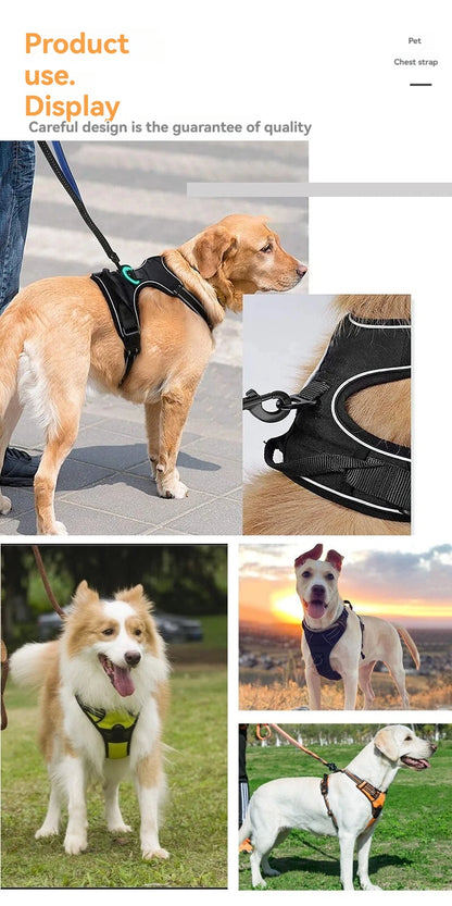 Dog Harness No-Pull Service Vest with Reflective Adjustable Soft Padded Comfortable for Outdoor Easy Walking No Choke for Pets display