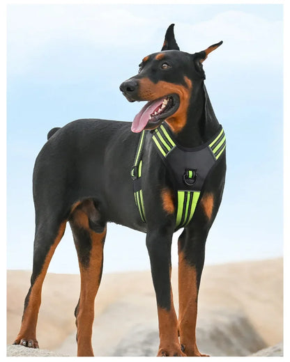Dog Harness,No Pull Harness,Reflective No-Choke Pet PU Vest,Adjustable Soft Padded Pet Vest with Handle for Small To Large Dogs