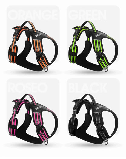 Dog Harness,No Pull Harness,Reflective No-Choke Pet PU Vest,Adjustable Soft Padded Pet Vest with Handle for Small To Large Dogs in various colors.