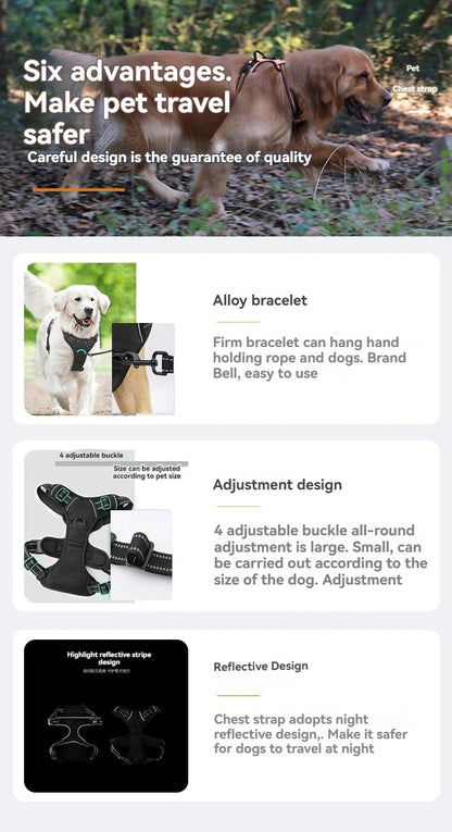 Dog Harness No-Pull Service Vest with Reflective Adjustable Soft Padded Comfortable for Outdoor Easy Walking No Choke for Pets features.