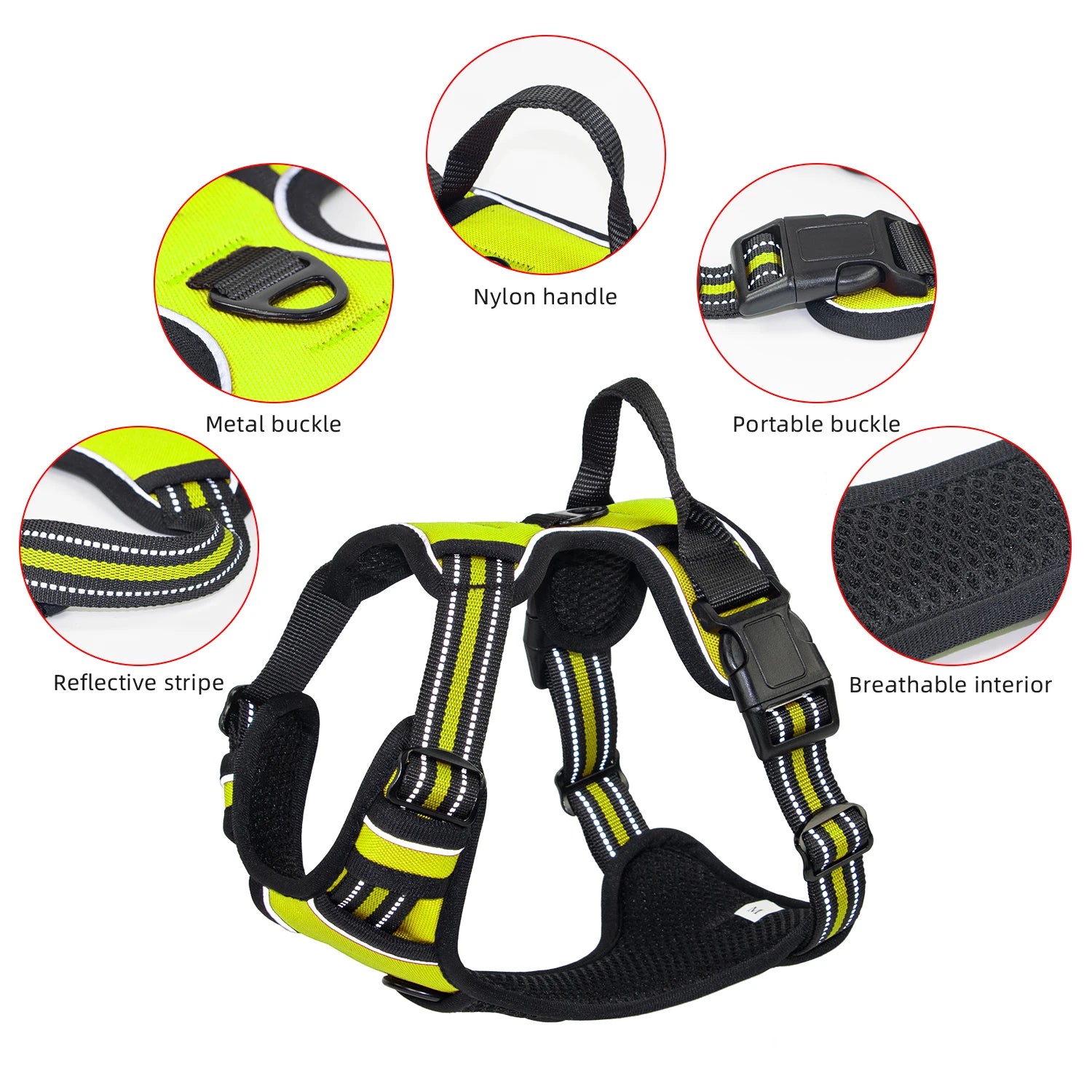 Dog Harness with Handle for Large &amp; Medium Dogs, Breathable Padding Safety Pet Vest Outdoor dog walking harness features.