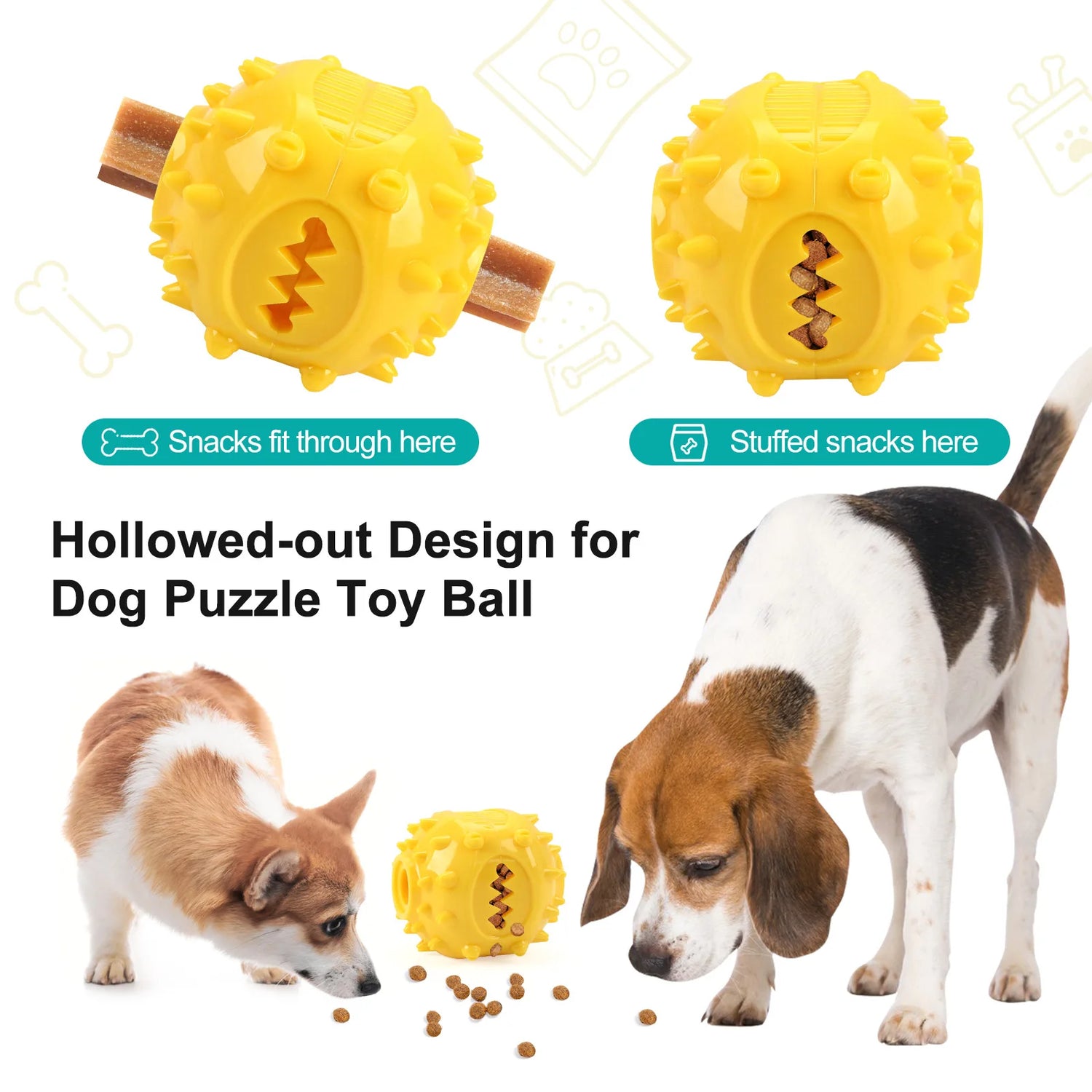 Dog Interactive Chew Treat Dispensing Ball - Self-Play, Boredom Relief, Bite-Resistant, Teeth Cleaning Pet Toy
