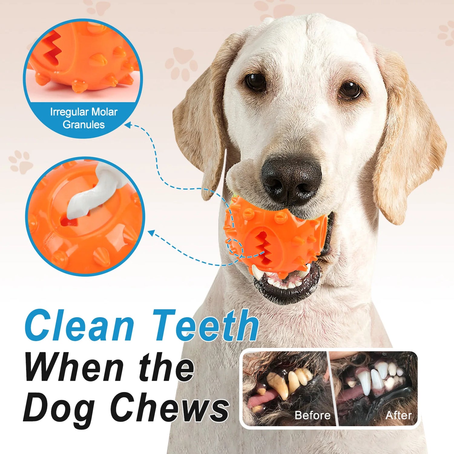 Dog Interactive Chew Treat Dispensing Ball - Self-Play, Boredom Relief, Bite-Resistant, Teeth Cleaning Pet Toy.