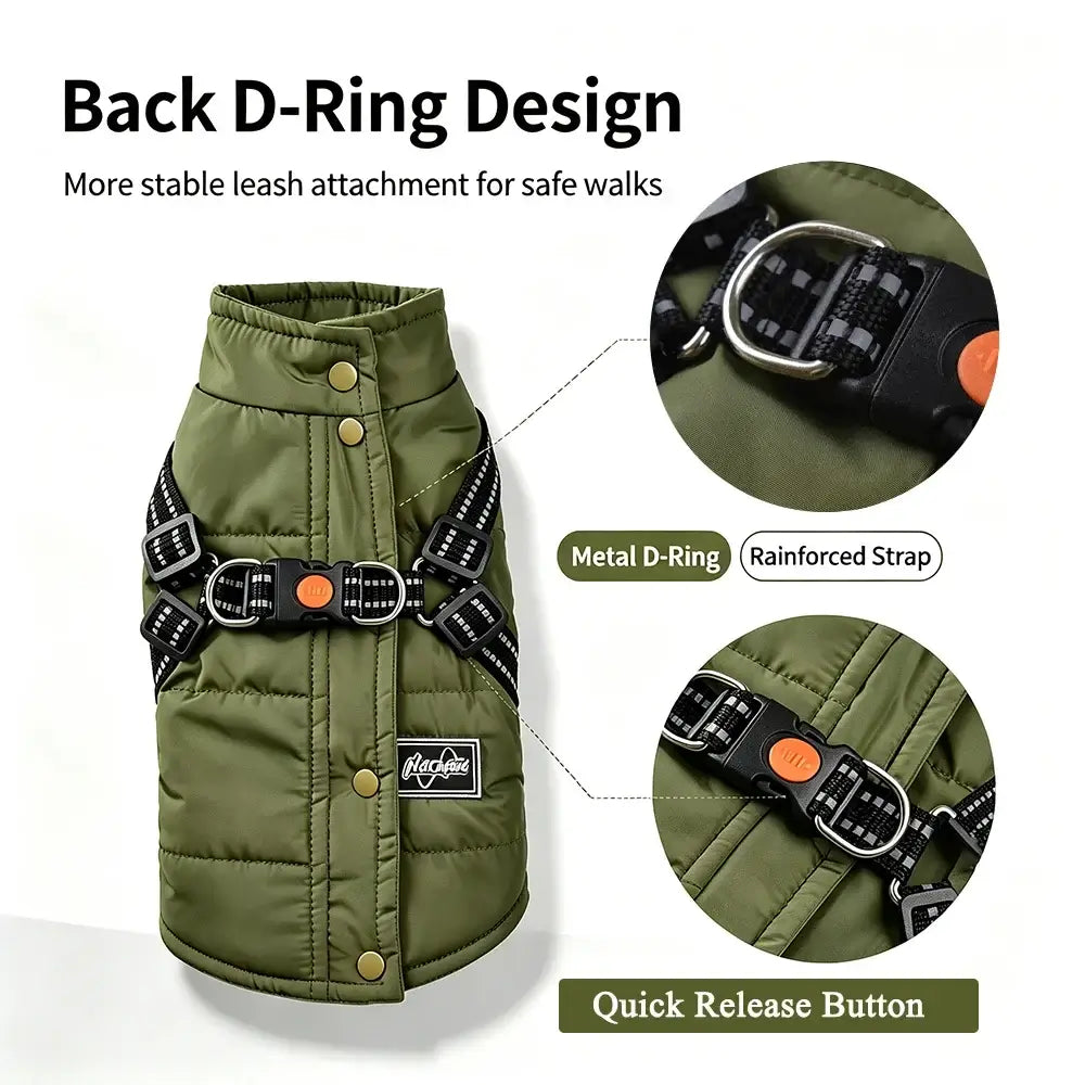 Pet Dog Jacket For Small Medium Dogs Cats Winter Warm Clothes With Harness Chihuahua French Bulldog Pug Outfits Puppy Vest Coats