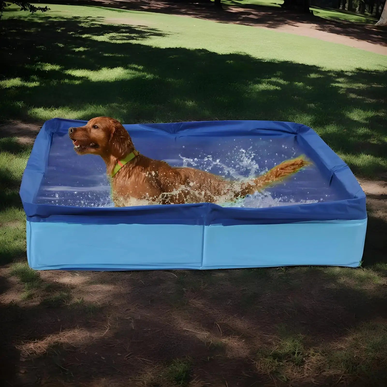 Dog Kiddie Pool PVC Folding Swimming Pool For Dog Non-Inflatable with dog swimming.