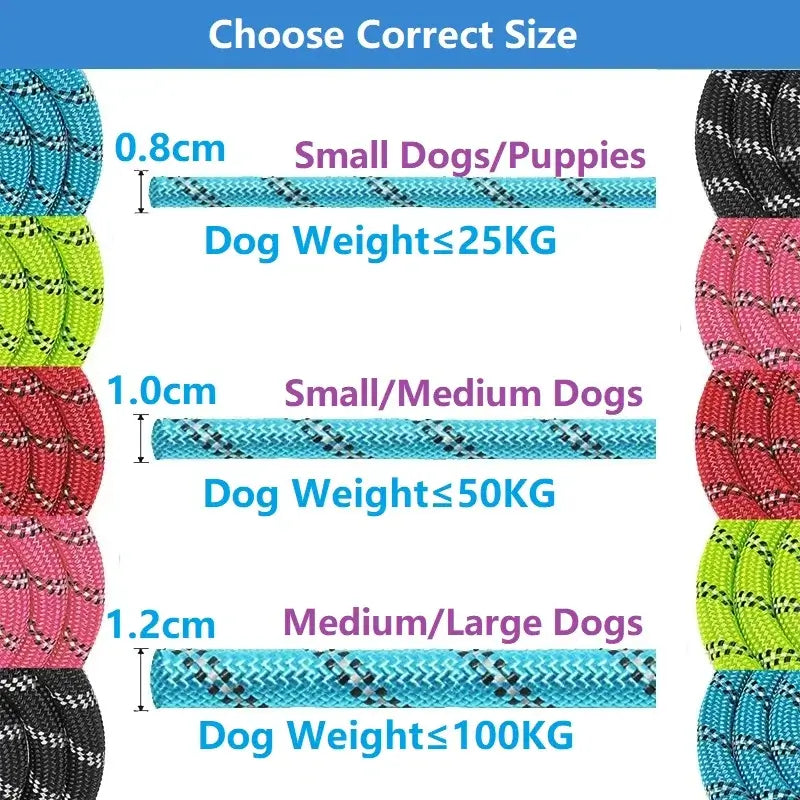 Choose correct size for 120/150/200/300CM Strong Leashes for Dogs Soft Handle Dog Leash Reinforced Leash for Small Medium Large Dogs Big Dog Supplies.