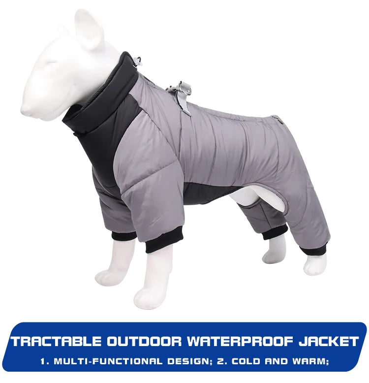 Dog Clothes Four Feet Clothing Warm Winter Coat Reflective Rainproof Dog Clothes Windproof Overall for Dogs Pet Cotton Clothes