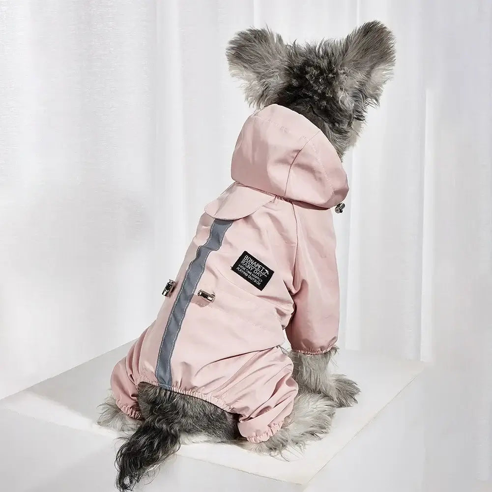 waterproof dog raincoat pink hooded jacket for small dogs, durable pet jumpsuit for Chihuahua and Yorkshire