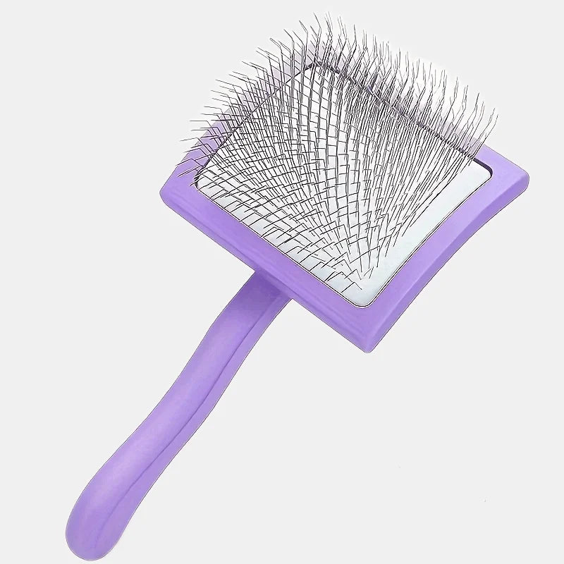 Dog Slicker Brush for Grooming Doodle Hair, Extra Long Pin Poodle Brush for Shedding in purple color.