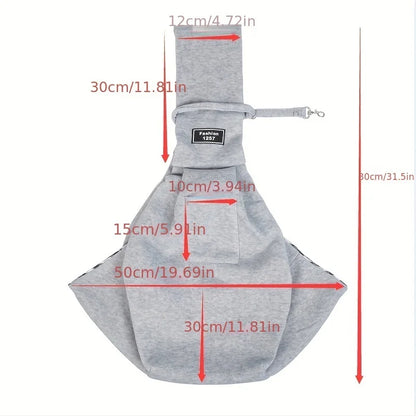 Dog Sling Carrier Bag, Pet Shoulder Crossbody Bag, Portable Hands Free Double Sided Dog Travel Bag For Outdoor Supply dimensions.