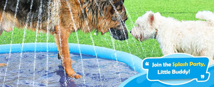 Dog Cool Toys Splash Pad for Dogs Anti-Slip Pool for Large Dogs Thickened Durable Outdoor Water Play Mat Summer Sprinkler Toy with dogs playing.
