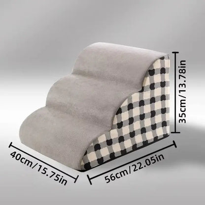 dog stairs for older dogs high-density foam non-slip pet steps for sofa and bed, 3-step grey ramp