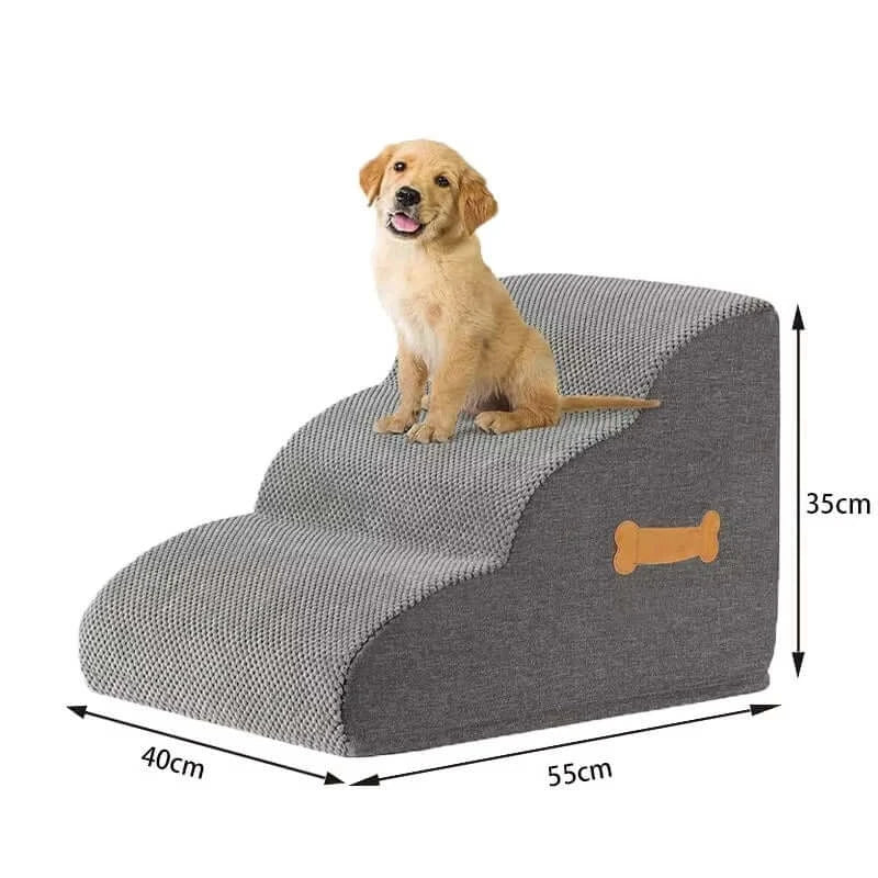 dog stairs for older dogs 3-step non-slip foam pet stairs for sofas and beds, 55cm x 40cm x 35cm