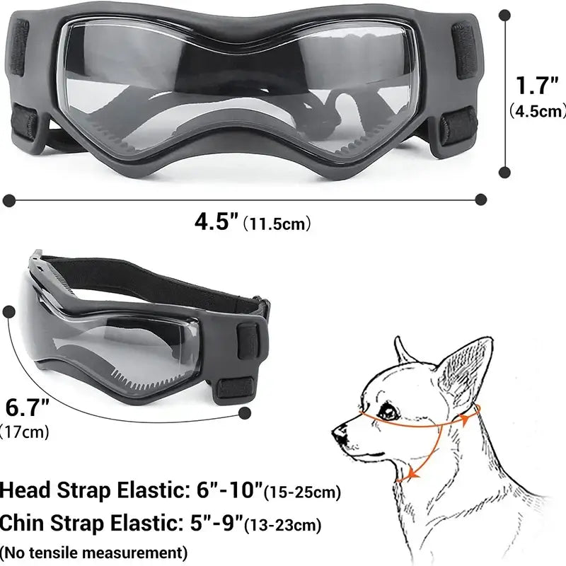 adjustable dog sunglasses for small breeds, soft UV protection goggles with elastic straps for outdoor riding and driving