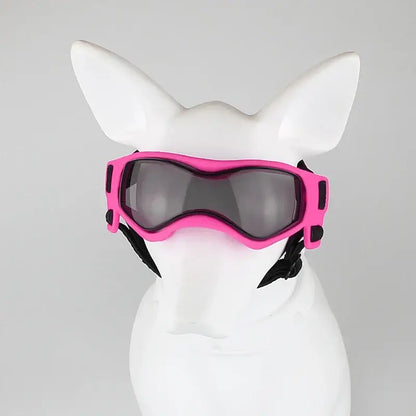 adjustable dog sunglasses pink pet goggles for small dogs, soft UV protection glasses for outdoor rides