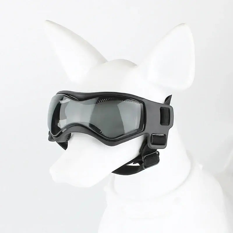 adjustable dog sunglasses, soft UV protection pet goggles for small breeds, black dog glasses for outdoor use