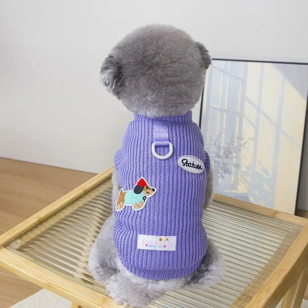 dog sweater for small dogs purple knitted pet sweater for Chihuahua and Yorkie warm autumn winter puppy clothes
