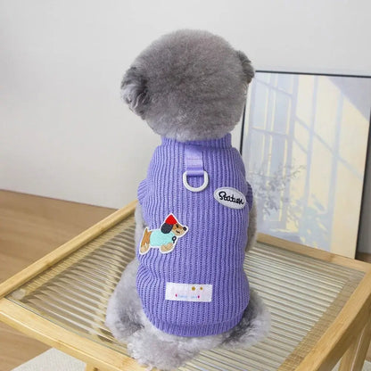 dog sweater for small dogs purple knitted pet sweater for Chihuahua and Yorkie warm autumn winter puppy clothes