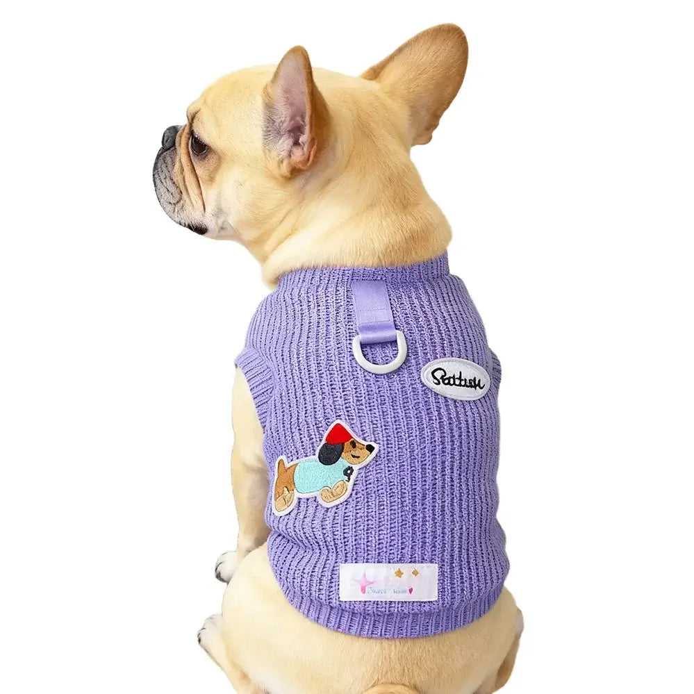 Purple dog sweater for small dogs, warm cotton pet apparel for Chihuahua and Yorkie in autumn and winter