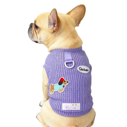 Purple dog sweater for small dogs, warm cotton pet apparel for Chihuahua and Yorkie in autumn and winter
