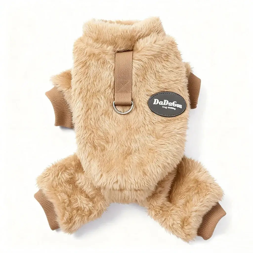 small dog fleece sweater coffee plush winter pet clothes for Chihuahua Yorkie, warm puppy pajama style, solid classic