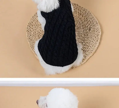 small dog winter sweater black knitted turtleneck pet coat for small and medium dogs, warm winter wear