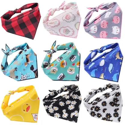 Fashion Dog Triangle Bandanas Animal Pattern Pet Triangle Scarf Adjustable Soft Bibs For Small Medium Large Dog Pet Accessories