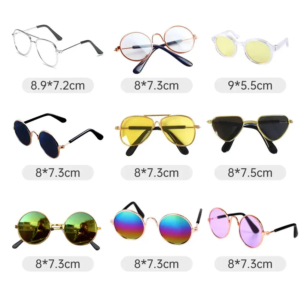 dog vintage round glasses for pets, colorful metal round sunglasses and sizes for dogs and cats