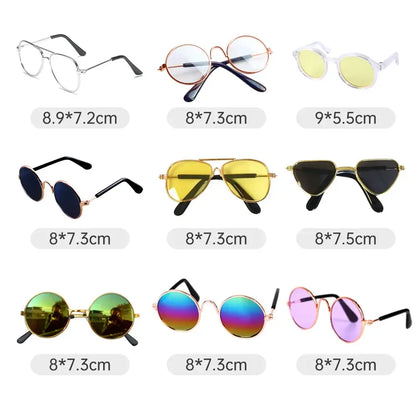 dog vintage round glasses for pets, colorful round metal sunglasses for dogs and cats, photo props and accessories