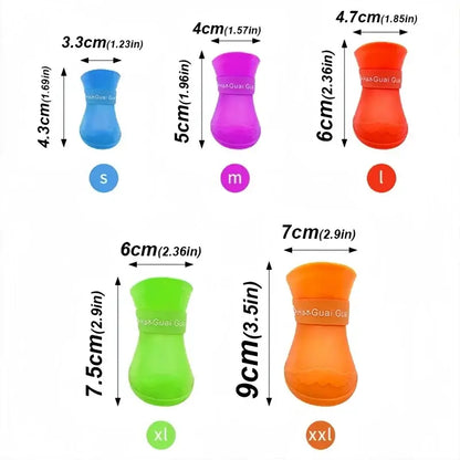 dog waterproof rain boots size chart for small to large pets, anti-slip rubber booties