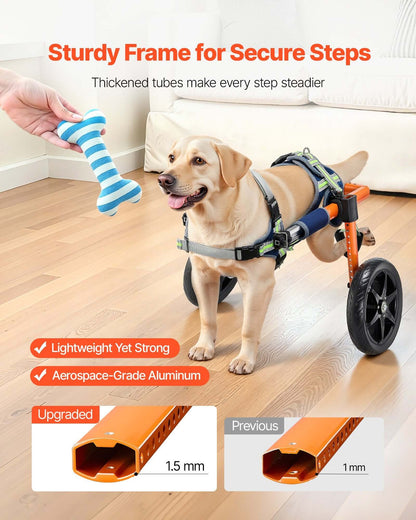 Medium dog wheelchair for back legs showcased with sturdy frame and adjustable design for pet mobility.