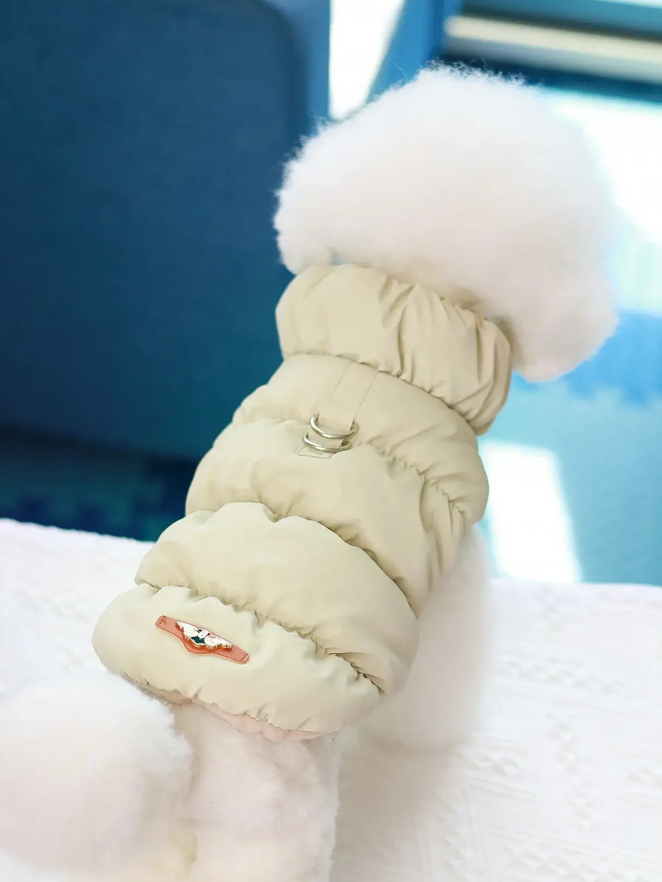 Light Grey dog winter coat, 3-layer thick warm autumn/winter pet coat for small to medium dogs, polyester solid color