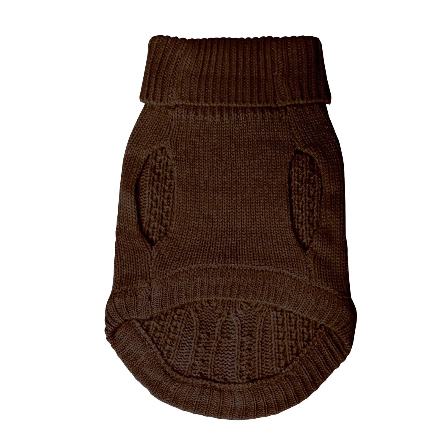 Brown dog winter sweater with ribbed knit, warm lightweight pet clothing for autumn and winter outdoor wear