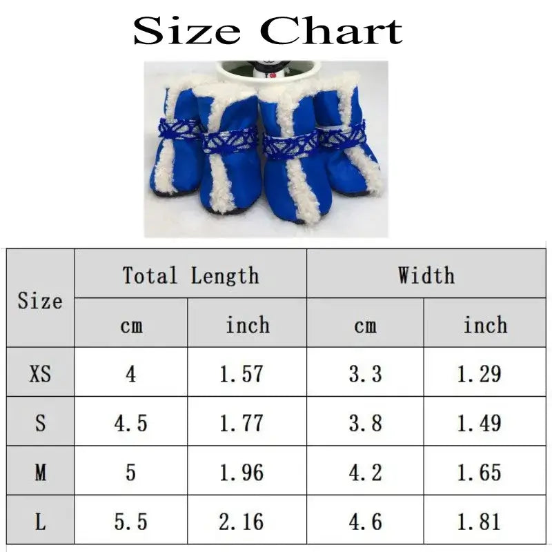 waterproof winter dog shoes size chart for anti-slip blue pet boots, 4-piece set for dogs and cats