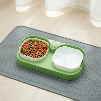 Double Pet Bowls Set for Dogs - Durable Non-Slip Food Water Feeder Dish Pet Supplies with vibrant kibble.