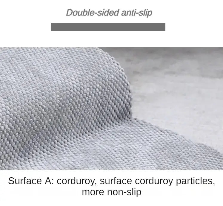 Double-sided anti-slip surface made of corduroy for improved grip and safety.